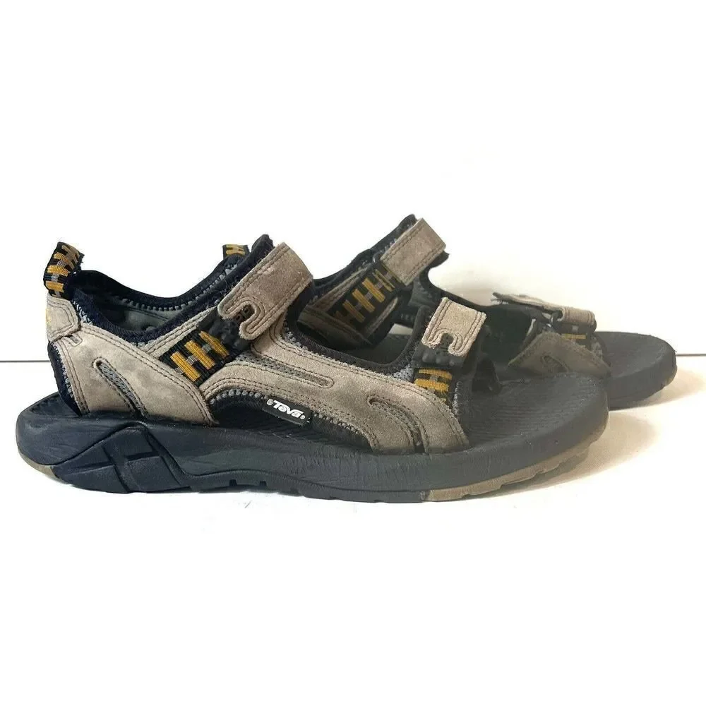 TEVA Men Size 9 Black Brown Sandals Adjustable Straps Comfort Summer Casual Shoe